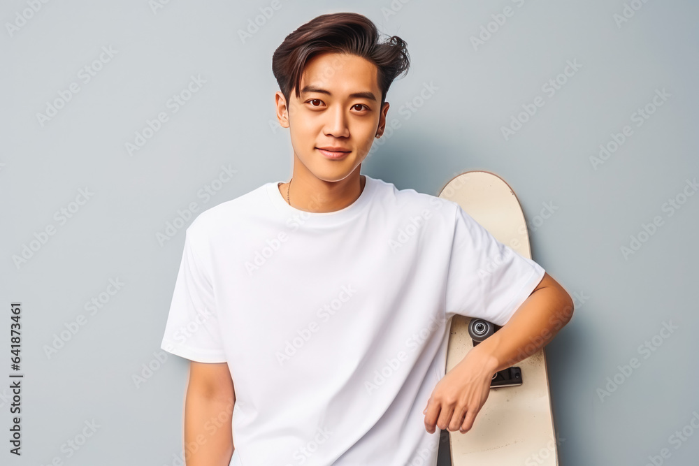 Portrait of handsome young asian sporty man with vibrating energy, street look Portrait of handsome young asian sporty man with vibrating energy, street look