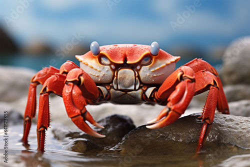 potrait of crab on a rock