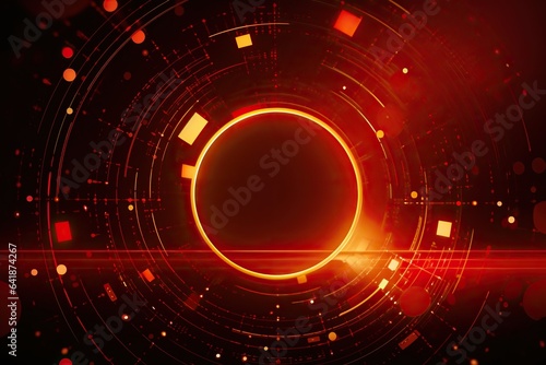 Golden circular background with light on red background