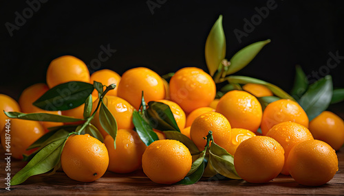 Fresh Kumquat with Leaves on Wooden Surface,Kumquat Fruit Food Regimen