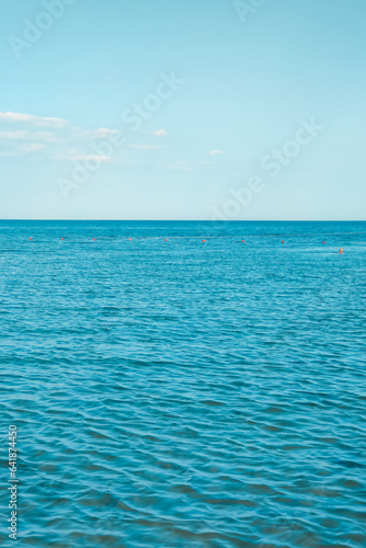 Photo of blue sea, skyline, water texture