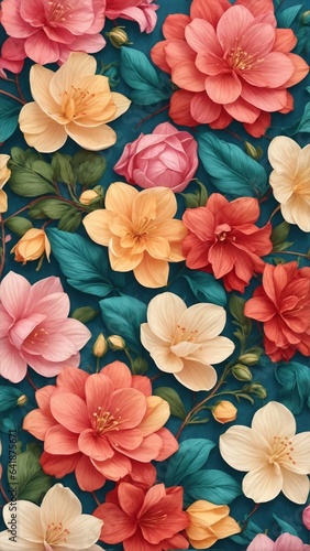 Highly Detailed Seamless Vector Patterns: A Photorealistic Floral Masterpiece in 4K for Fabric Art and Digital Prints