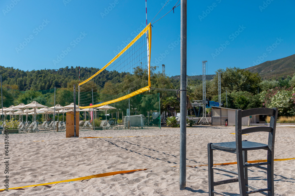 Volleyball net on the tropical beach