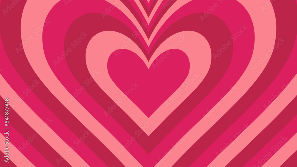 Hypnotic Monochrome background of heart shaped tunnel. Rainbow retro wallpapper. Trendy vector illustration in style retro 60s, 70s. Hypnotic Monochrome background of heart shaped tunnel. Rainbow retro wallpapper. Trendy vector illustration in style retro 60s, 70s.