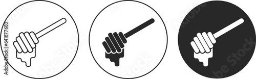 Spoon honey linear icon. Logo, outline, isolated. EPS 10. Symbol honey dripping vector illustration. 