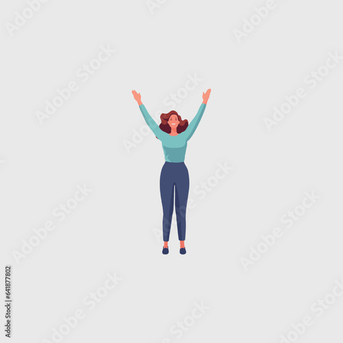 woman celebrating with arms up excited