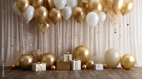 Balloons with elegant gold accents and intricate designs