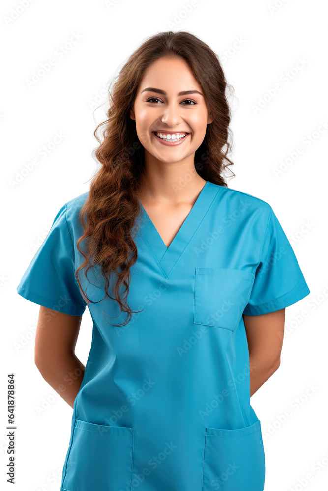 Young nurse casual mid shot portrait posing on white transparent background Young nurse casual mid shot portrait posing on white transparent background