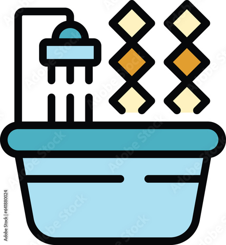 Bathroom remodeling icon outline vector. Wall remodel. Repair kitchen color flat