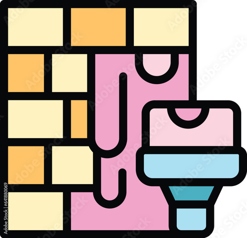 Toilet remodeling icon outline vector. Remodel wall. Remodeling home color flat