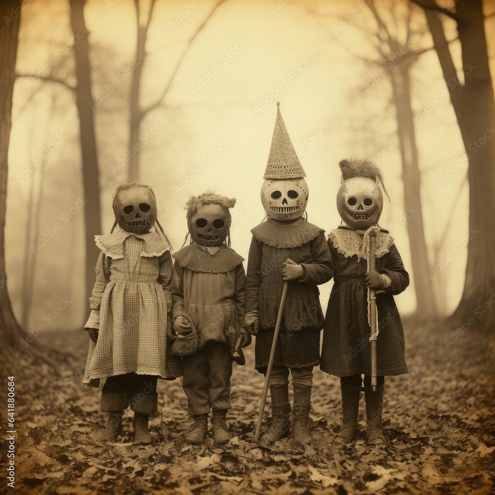 custom made wallpaper toronto digitalchildren kids halloween scary vintage photography masks 19th century horror costumes party