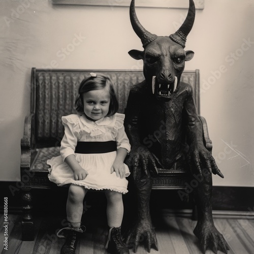 children kids halloween scary vintage photography masks 19th century horror costumes party © Wiktoria