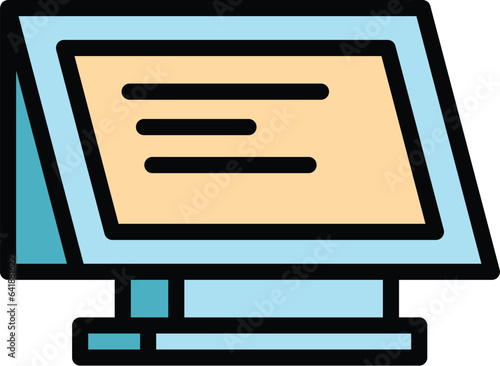 Store pos machine icon outline vector. Screen point. Register cash color flat