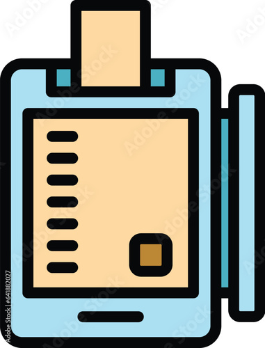 Flat screen machine icon outline vector. Point register. Retail self color flat