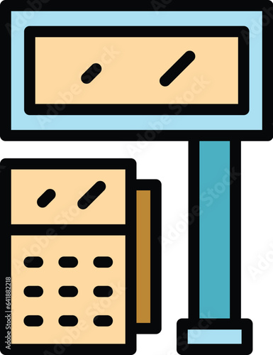 Till pos service icon outline vector. Screen cash. Machine register color flat