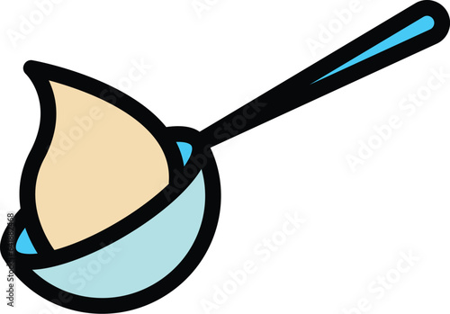 Soy cream spoon icon outline vector. Food soya. Bean tofu color flat
