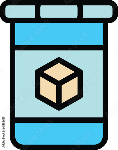 Soy cube icon outline vector. Food soya. Milk plant color flat