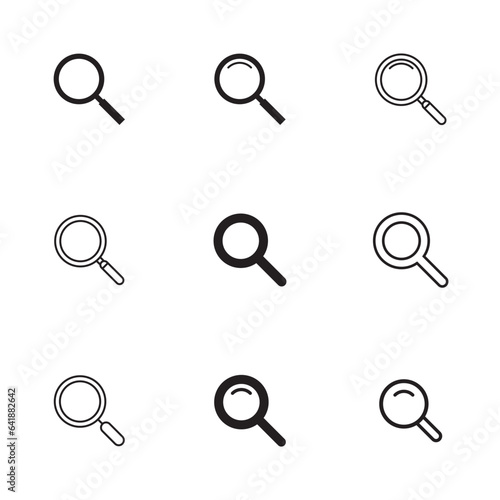Magnifying icon. Magnify glass. Research, find icon vector. Lens, look magnifier. Search symbol illustration