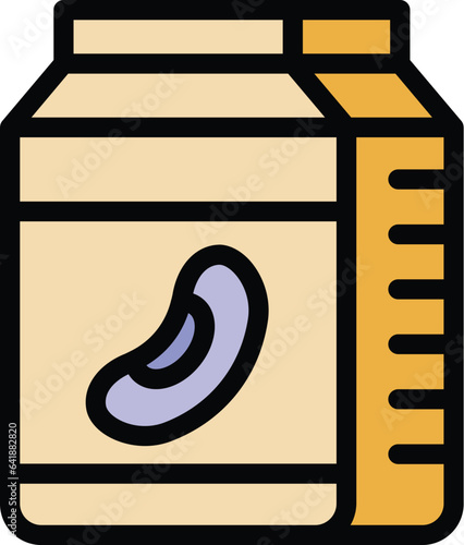 Bean milk icon outline vector. Soy food. Vegetable oil color flat