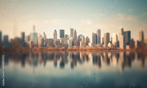 city landscape with reflection in the water