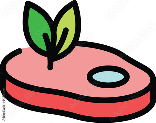 Soy meat steak icon outline vector. Food soya. Bean sauce color flat