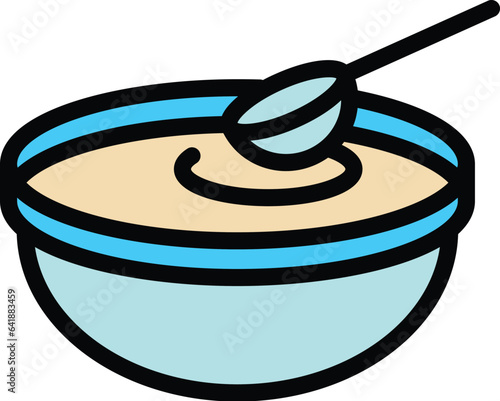 Soy soup icon outline vector. Vegetable soybean. Legume drink color flat