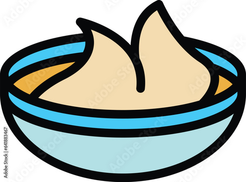 Soy cream icon outline vector. Soya food. Milk tofu color flat