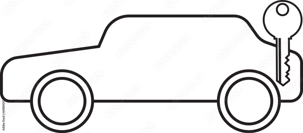 illustration of key and car icon, vehicle security symbol illustration of key and car icon, vehicle security symbol