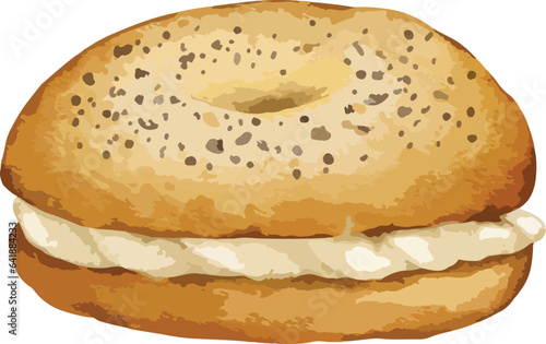  bagel Hand drawn watercolor illustration isolated element