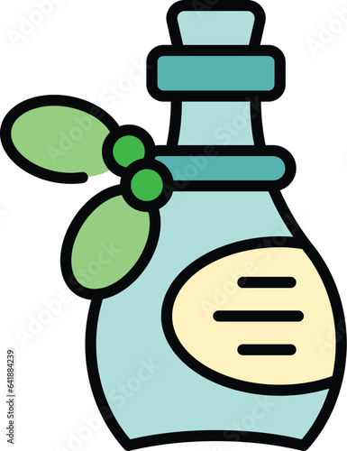 Extra virgin oil icon outline vector. Vegetable drop. Olive food color flat