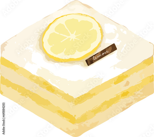 lemon cake Hand drawn watercolor illustration isolated element