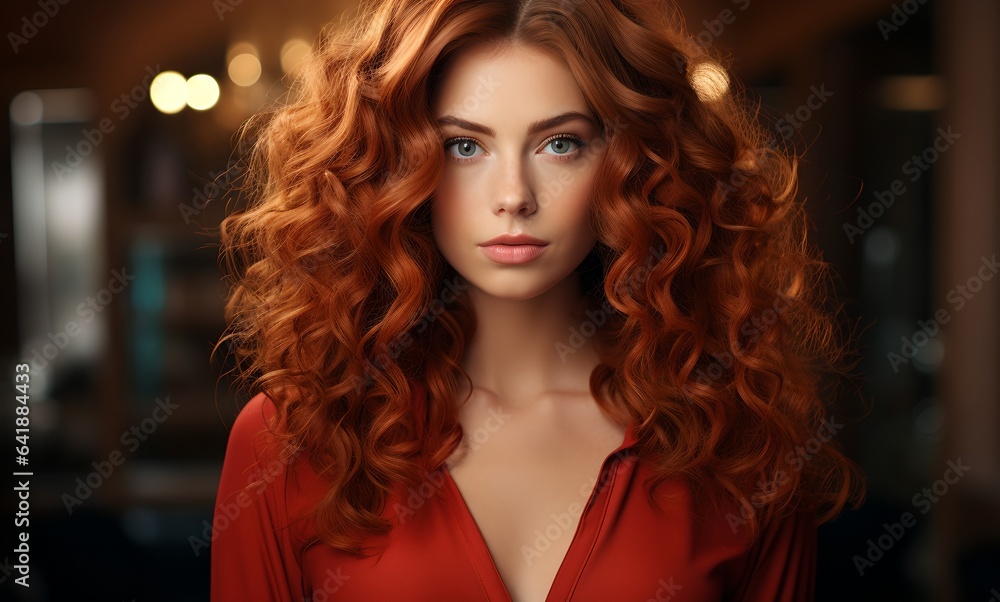 Fototapeta premium A young woman with beautiful hair, generative AI