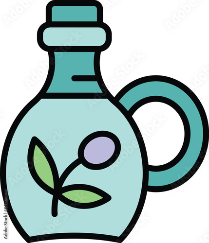 Olive oil jug icon outline vector. Bottle food. Virgin extra color flat
