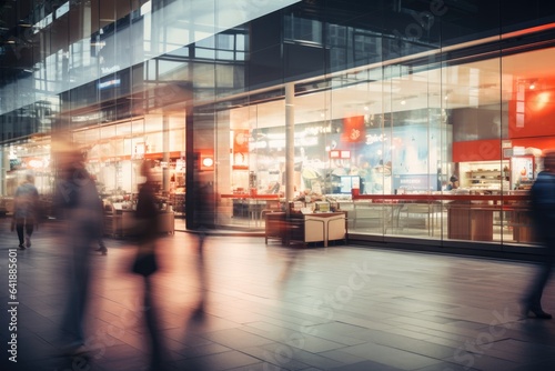 the shops in a shopping mall are blurry Generative AI