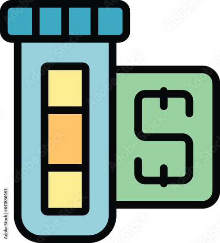 Test tube pcr icon outline vector. Corona health. Covid swab color flat