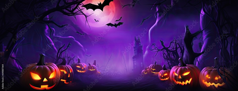 Haunted Halloween landscape. Halloween background. Haunted Halloween landscape. Halloween background.