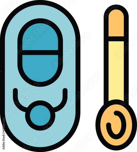 Test pcr swab icon outline vector. Corona health. Negative tourism color flat