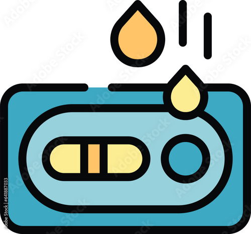 Drop pcr test icon outline vector. Corona health. Swab result color flat