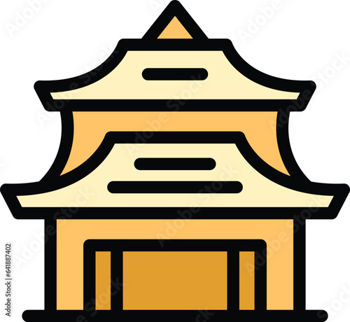 Asian pagoda icon outline vector. Chinese building. Temple house color flat