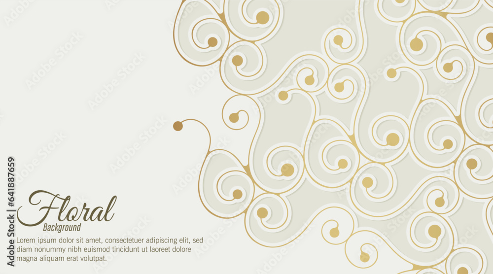 white and gold floral ornament background