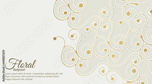 white and gold floral ornament background