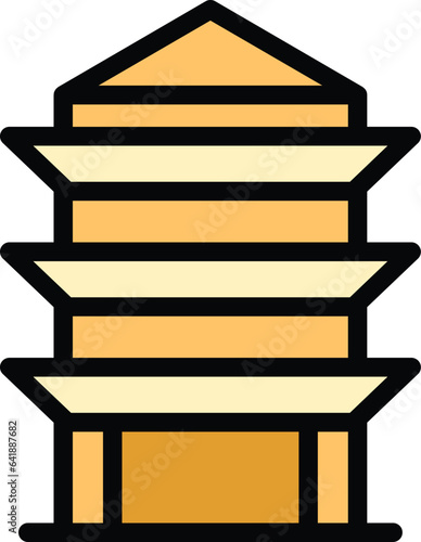 Pagoda style icon outline vector. Chinese building. Temple house color flat