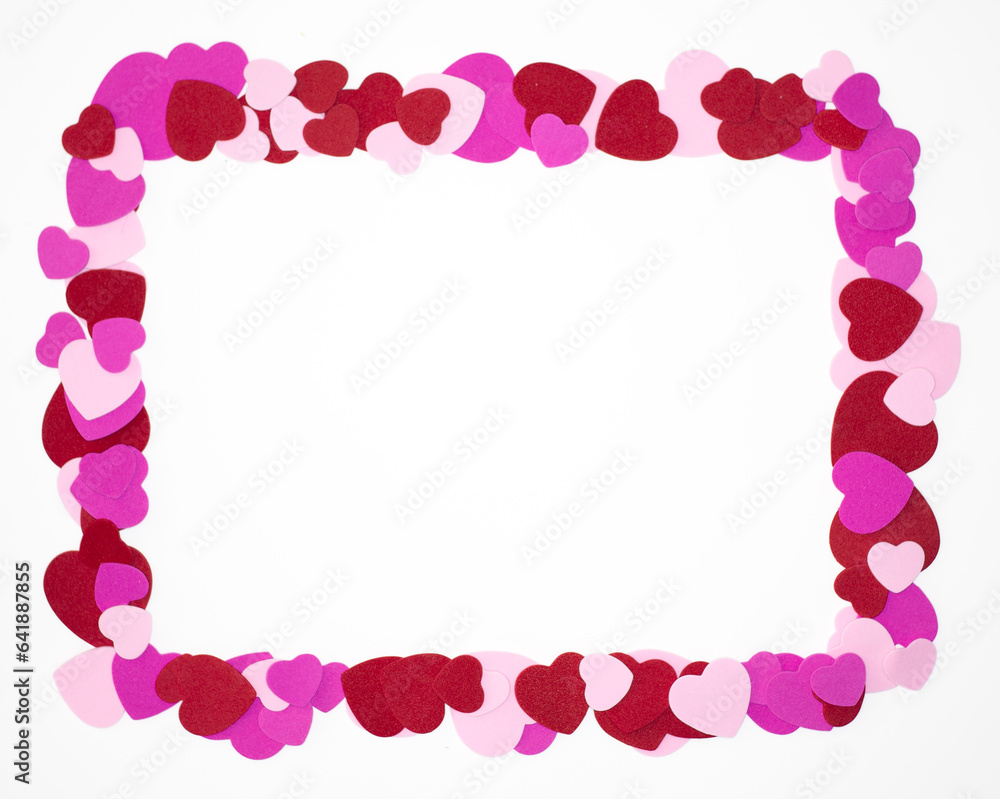 Obraz premium Frame made of Hearts on a white background