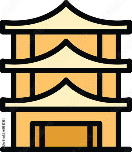 Thailand pagoda icon outline vector. Asian temple. Architecture roof color flat