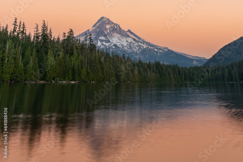 Mountain lake summer sunset landscape