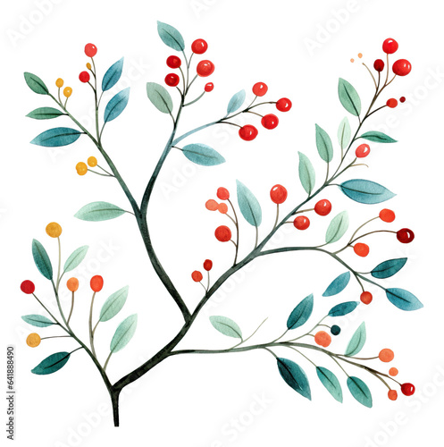 Watercolor cute illustration of branches isolated.