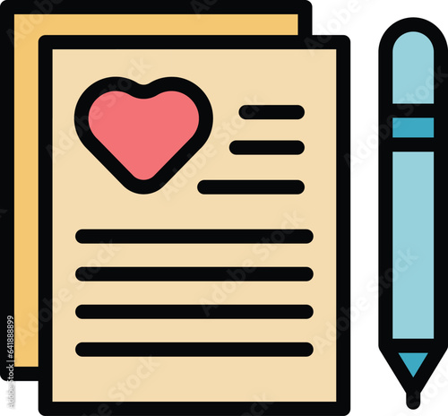 Love letter icon outline vector. Volunteer person. Social team color flat