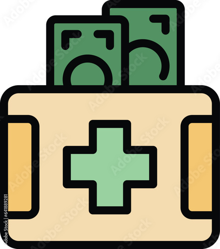 Medical charity icon outline vector. Volunteer support. Sharing gift color flat