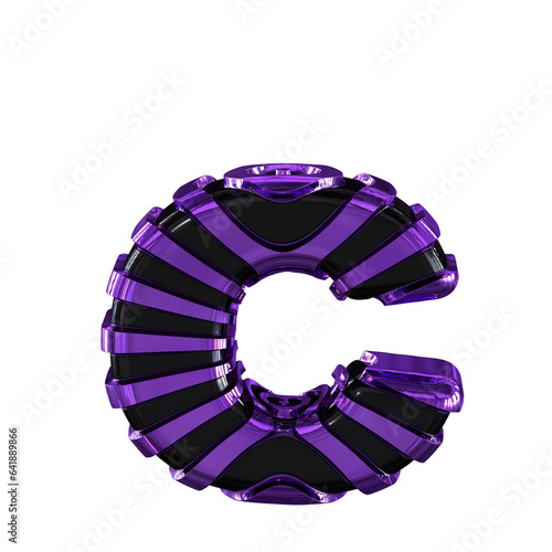Black symbol with purple straps. letter c