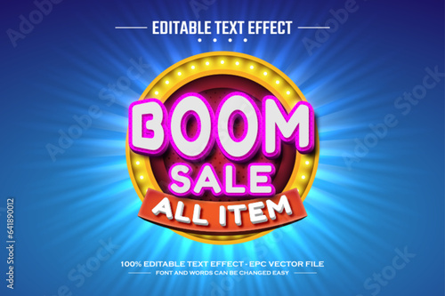 Boom sale 3D editable text effect template